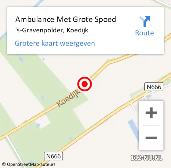 Locatie op kaart van de 112 melding: Ambulance Met Grote Spoed Naar 's-Gravenpolder, Koedijk op 13 september 2016 19:40