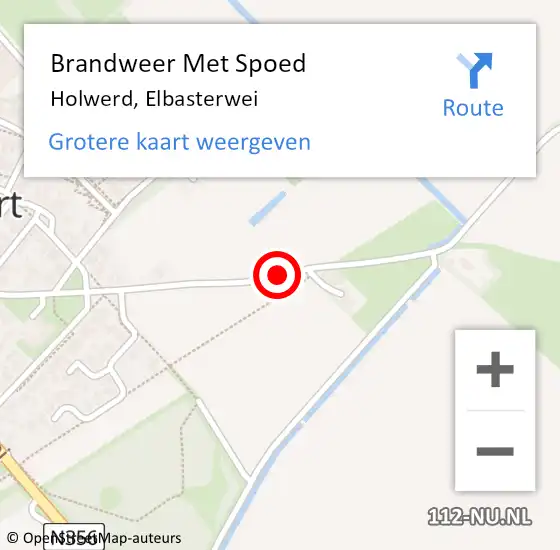 Locatie op kaart van de 112 melding: Brandweer Met Spoed Naar Holwerd, Elbasterwei op 13 september 2016 20:06
