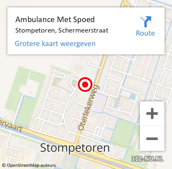 Locatie op kaart van de 112 melding: Ambulance Met Spoed Naar Stompetoren, Schermeerstraat op 13 september 2016 21:40