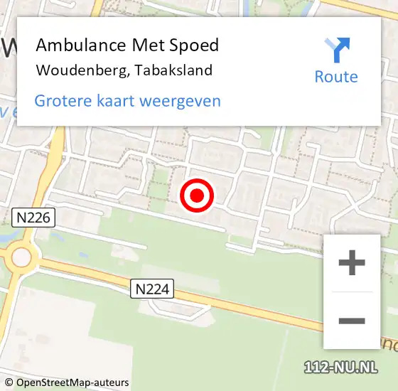 Locatie op kaart van de 112 melding: Ambulance Met Spoed Naar Woudenberg, Tabaksland op 13 september 2016 23:38