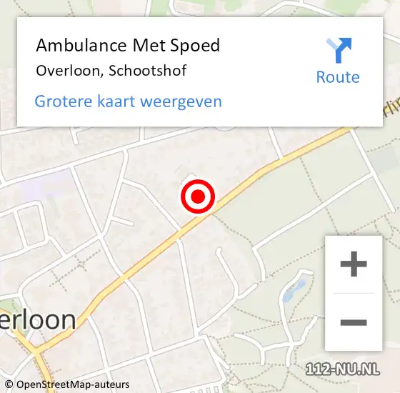 Locatie op kaart van de 112 melding: Ambulance Met Spoed Naar Overloon, Schootshof op 14 september 2016 00:12