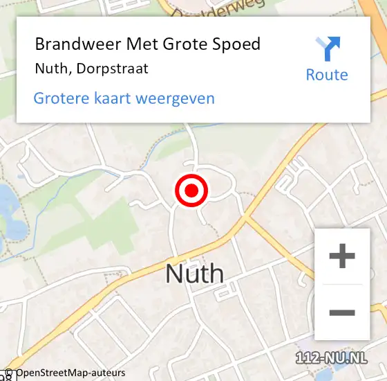 Locatie op kaart van de 112 melding: Brandweer Met Grote Spoed Naar Nuth, Dorpstraat op 14 september 2016 02:05