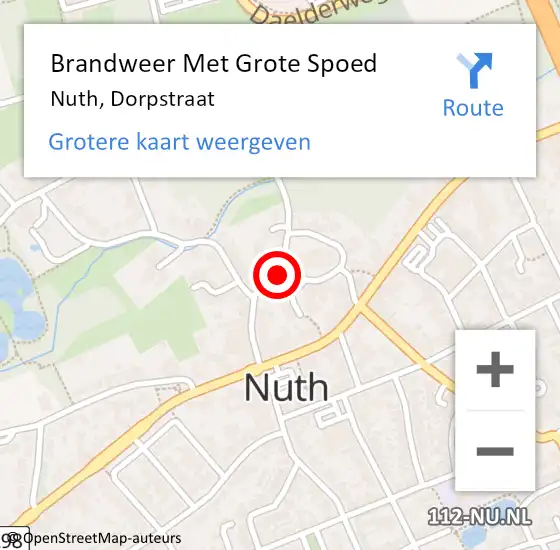 Locatie op kaart van de 112 melding: Brandweer Met Grote Spoed Naar Nuth, Dorpstraat op 14 september 2016 02:22