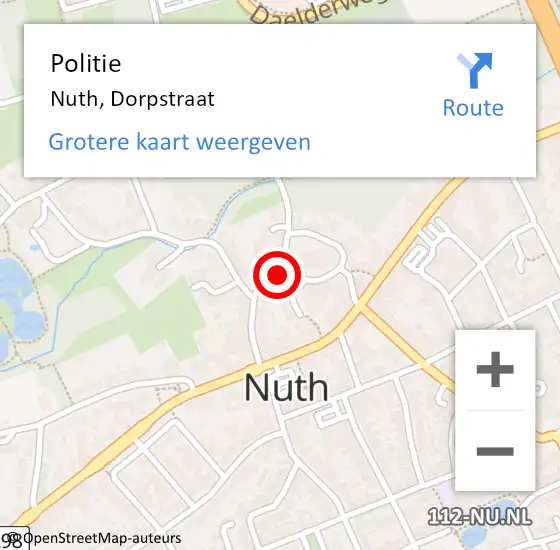 Locatie op kaart van de 112 melding: Politie Nuth, Dorpstraat op 14 september 2016 02:28