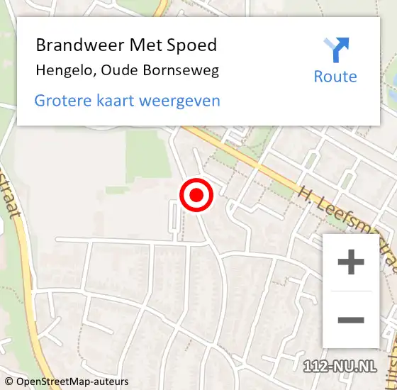 Locatie op kaart van de 112 melding: Brandweer Met Spoed Naar Hengelo, Oude Bornseweg op 14 september 2016 02:32