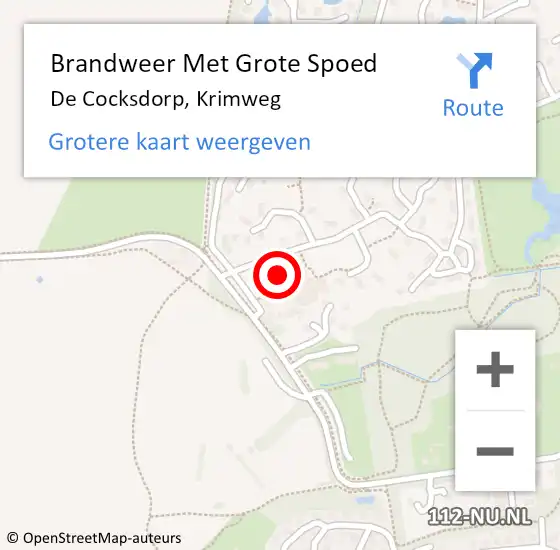 Locatie op kaart van de 112 melding: Brandweer Met Grote Spoed Naar De Cocksdorp, Krimweg op 14 september 2016 03:18