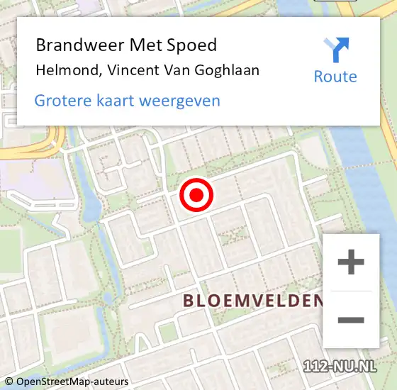 Locatie op kaart van de 112 melding: Brandweer Met Spoed Naar Helmond, Vincent Van Goghlaan op 14 september 2016 04:04