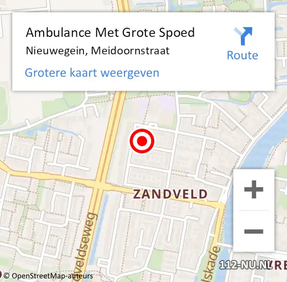 Locatie op kaart van de 112 melding: Ambulance Met Grote Spoed Naar Nieuwegein, Meidoornstraat op 14 september 2016 06:26