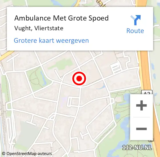 Locatie op kaart van de 112 melding: Ambulance Met Grote Spoed Naar Vught, Vliertstate op 14 september 2016 06:56