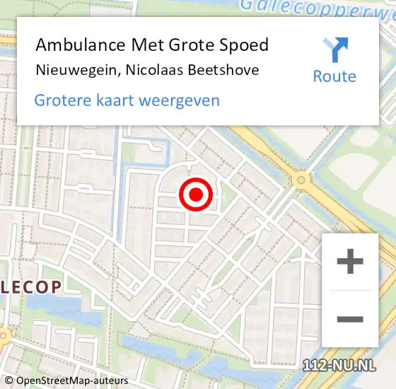 Locatie op kaart van de 112 melding: Ambulance Met Grote Spoed Naar Nieuwegein, Nicolaas Beetshove op 14 september 2016 08:07