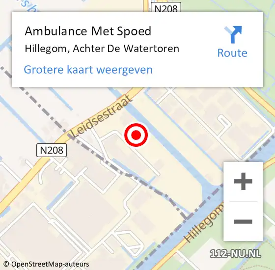 Locatie op kaart van de 112 melding: Ambulance Met Spoed Naar Hillegom, Achter De Watertoren op 27 december 2013 10:24