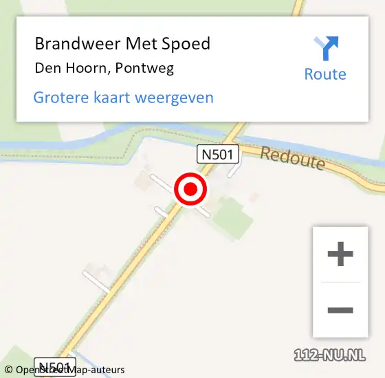 Locatie op kaart van de 112 melding: Brandweer Met Spoed Naar Den Hoorn, Pontweg op 14 september 2016 11:11