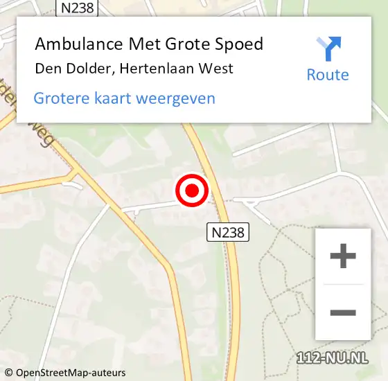 Locatie op kaart van de 112 melding: Ambulance Met Grote Spoed Naar Den Dolder, Hertenlaan West op 14 september 2016 11:33