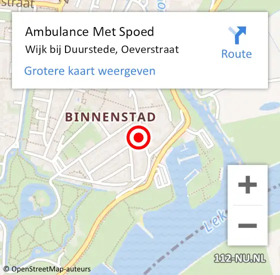 Locatie op kaart van de 112 melding: Ambulance Met Spoed Naar Wijk bij Duurstede, Oeverstraat op 14 september 2016 11:42