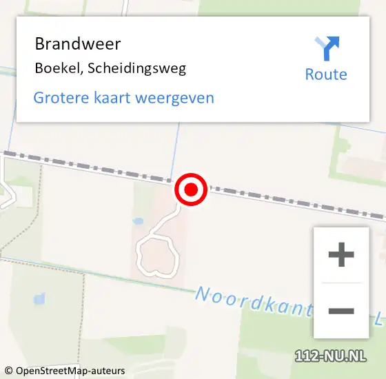 Locatie op kaart van de 112 melding: Brandweer Boekel, Scheidingsweg op 14 september 2016 11:43