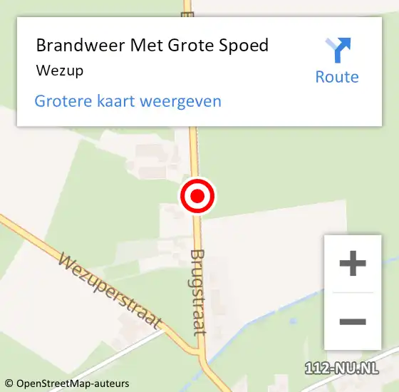 Locatie op kaart van de 112 melding: Brandweer Met Grote Spoed Naar Wezup op 14 september 2016 12:25