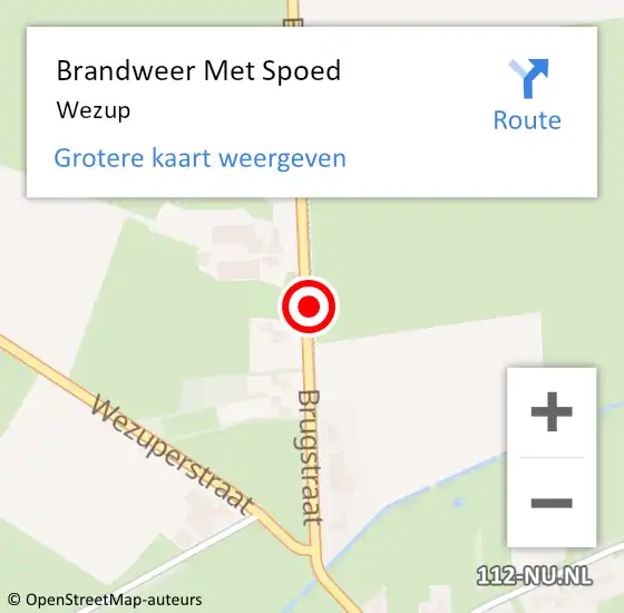 Locatie op kaart van de 112 melding: Brandweer Met Spoed Naar Wezup op 14 september 2016 12:43