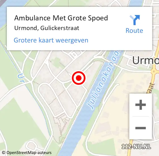 Locatie op kaart van de 112 melding: Ambulance Met Grote Spoed Naar Urmond, Gulickerstraat op 27 december 2013 10:51