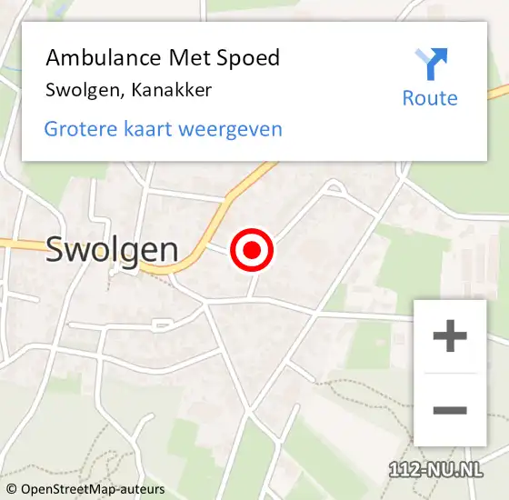 Locatie op kaart van de 112 melding: Ambulance Met Spoed Naar Swolgen, Kanakker op 14 september 2016 13:18