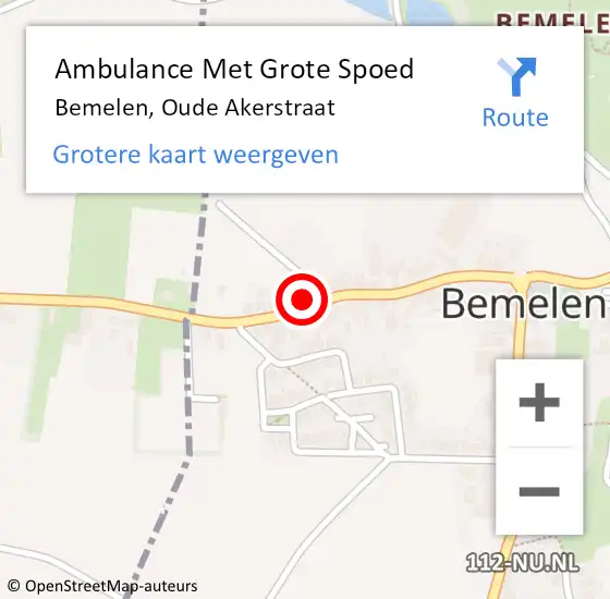 Locatie op kaart van de 112 melding: Ambulance Met Grote Spoed Naar Bemelen, Oude Akerstraat op 27 december 2013 10:54