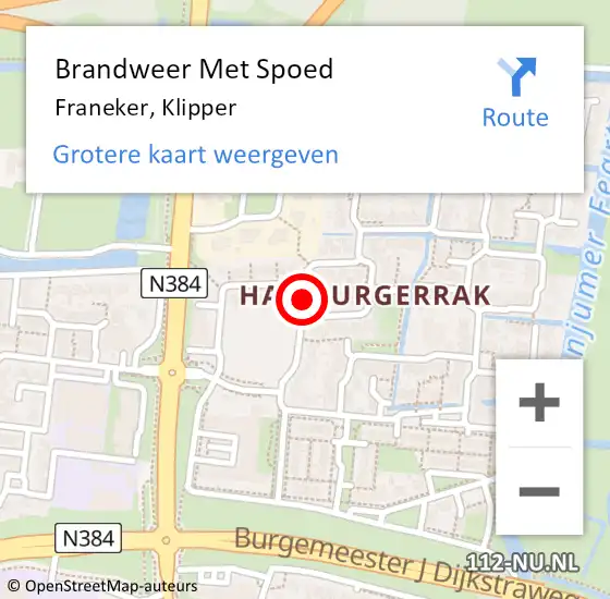 Locatie op kaart van de 112 melding: Brandweer Met Spoed Naar Franeker, Klipper op 14 september 2016 13:32