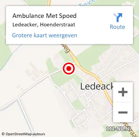 Locatie op kaart van de 112 melding: Ambulance Met Spoed Naar Ledeacker, Hoenderstraat op 14 september 2016 13:37