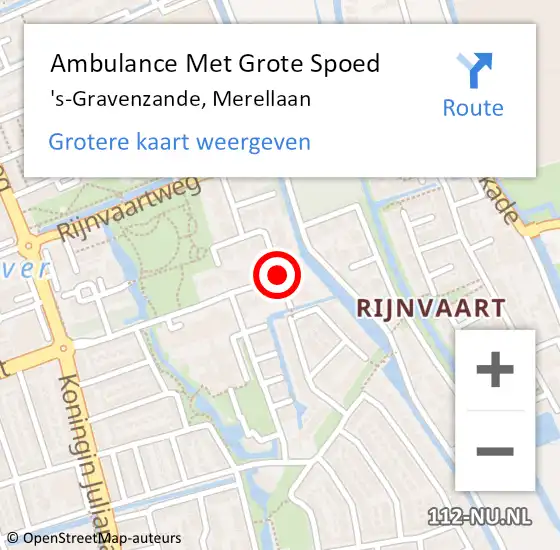 Locatie op kaart van de 112 melding: Ambulance Met Grote Spoed Naar 's-Gravenzande, Merellaan op 14 september 2016 15:04