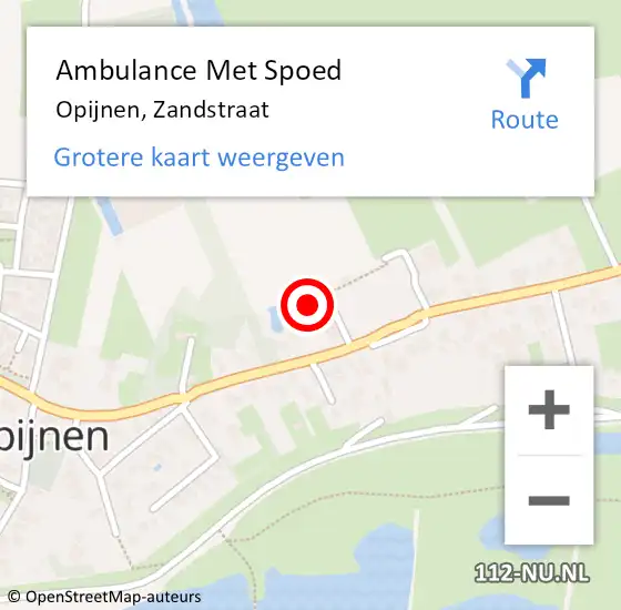 Locatie op kaart van de 112 melding: Ambulance Met Spoed Naar Opijnen, Zandstraat op 14 september 2016 15:09