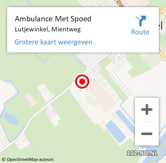 Locatie op kaart van de 112 melding: Ambulance Met Spoed Naar Lutjewinkel, Mientweg op 14 september 2016 15:30