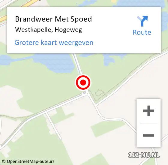 Locatie op kaart van de 112 melding: Brandweer Met Spoed Naar Westkapelle, Hogeweg op 14 september 2016 15:55