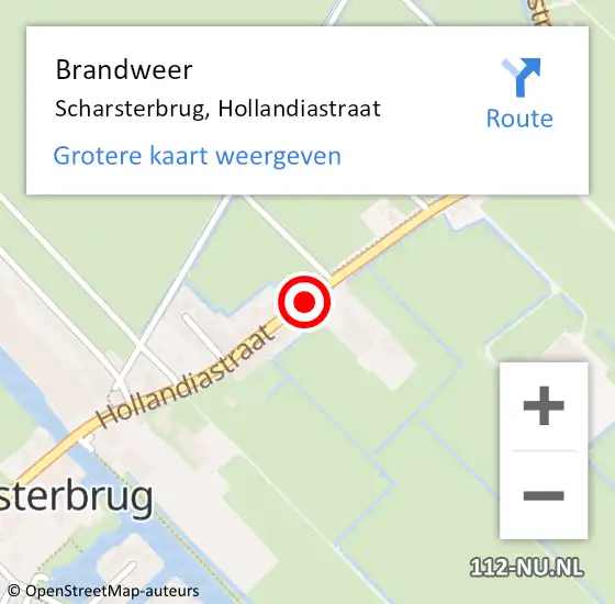 Locatie op kaart van de 112 melding: Brandweer Scharsterbrug, Hollandiastraat op 14 september 2016 15:56