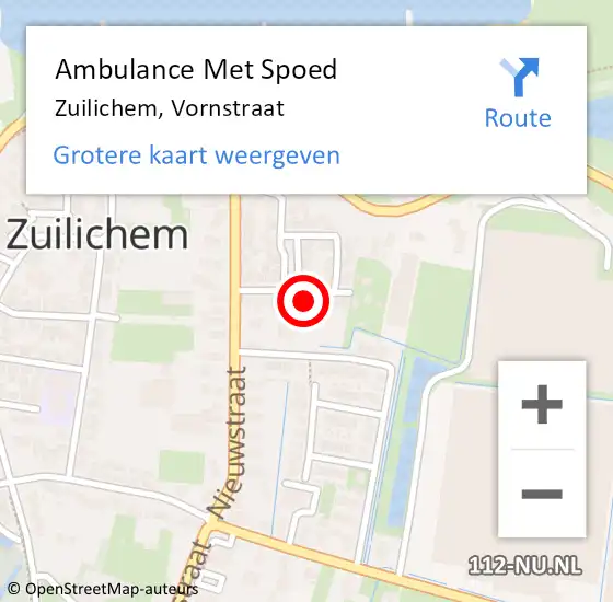 Locatie op kaart van de 112 melding: Ambulance Met Spoed Naar Zuilichem, Vornstraat op 27 december 2013 11:12