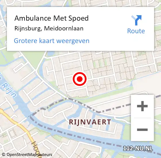 Locatie op kaart van de 112 melding: Ambulance Met Spoed Naar Rijnsburg, Meidoornlaan op 14 september 2016 16:48