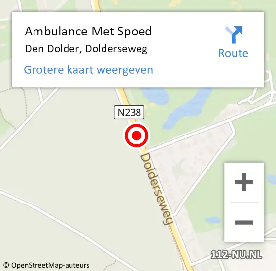 Locatie op kaart van de 112 melding: Ambulance Met Spoed Naar Den Dolder, Dolderseweg op 14 september 2016 17:11