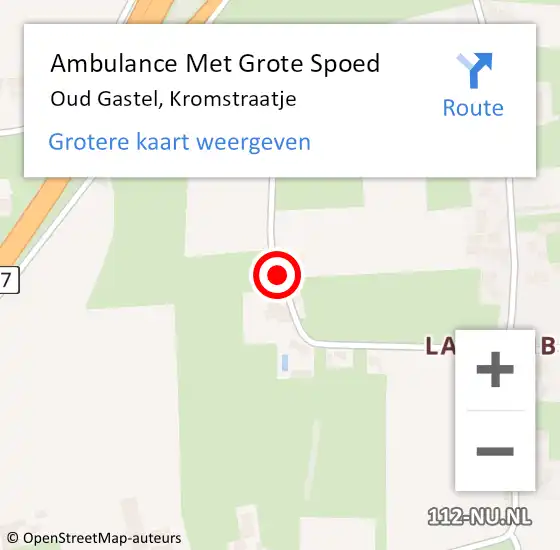 Locatie op kaart van de 112 melding: Ambulance Met Grote Spoed Naar Oud Gastel, Kromstraatje op 14 september 2016 17:19