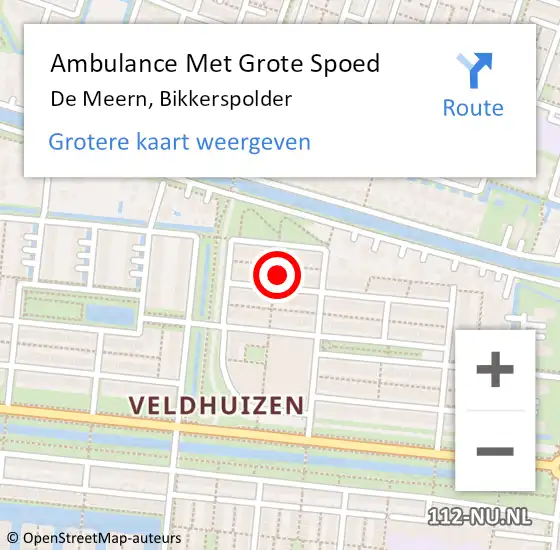 Locatie op kaart van de 112 melding: Ambulance Met Grote Spoed Naar De Meern, Bikkerspolder op 27 december 2013 11:19