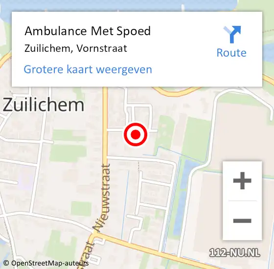 Locatie op kaart van de 112 melding: Ambulance Met Spoed Naar Zuilichem, Vornstraat op 27 december 2013 11:23