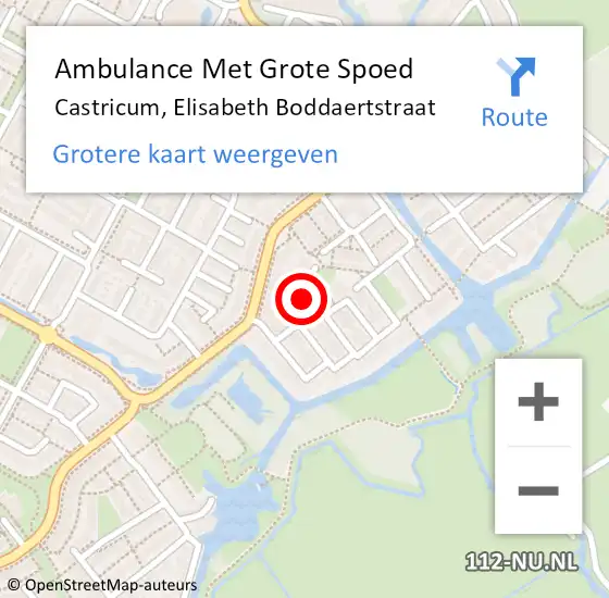 Locatie op kaart van de 112 melding: Ambulance Met Grote Spoed Naar Castricum, Elisabeth Boddaertstraat op 14 september 2016 18:19