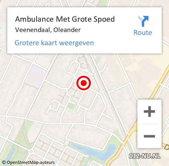 Locatie op kaart van de 112 melding: Ambulance Met Grote Spoed Naar Veenendaal, Oleander op 14 september 2016 18:24