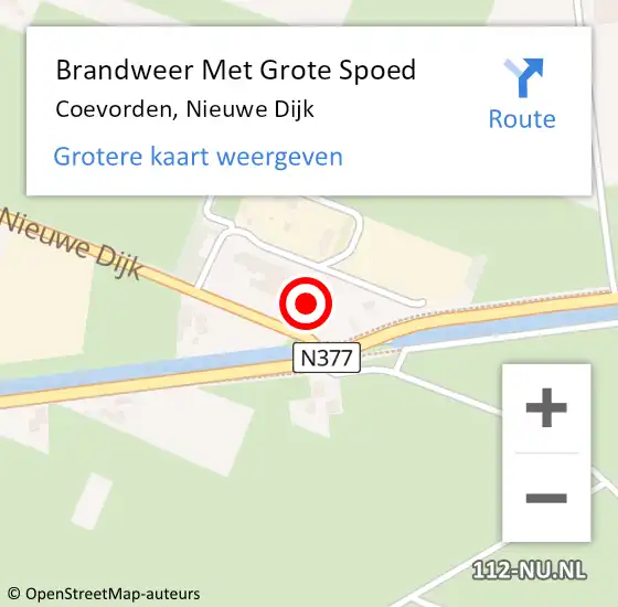 Locatie op kaart van de 112 melding: Brandweer Met Grote Spoed Naar Coevorden, Nieuwe Dijk op 14 september 2016 18:28