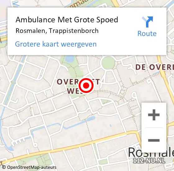 Locatie op kaart van de 112 melding: Ambulance Met Grote Spoed Naar Rosmalen, Trappistenborch op 14 september 2016 18:28