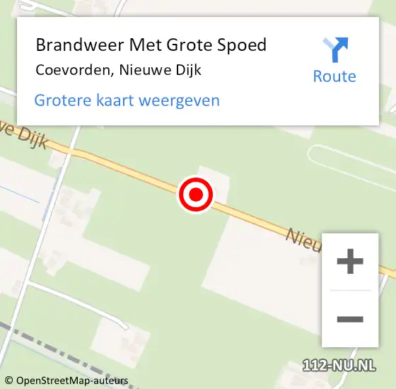 Locatie op kaart van de 112 melding: Brandweer Met Grote Spoed Naar Coevorden, Nieuwe Dijk op 14 september 2016 18:29
