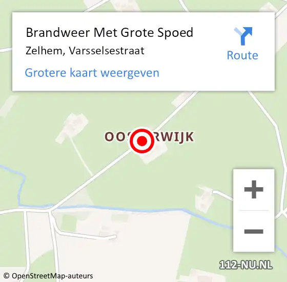 Locatie op kaart van de 112 melding: Brandweer Met Grote Spoed Naar Zelhem, Varsselsestraat op 14 september 2016 18:50