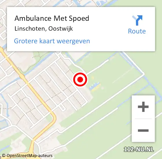 Locatie op kaart van de 112 melding: Ambulance Met Spoed Naar Linschoten, Oostwijk op 14 september 2016 19:36