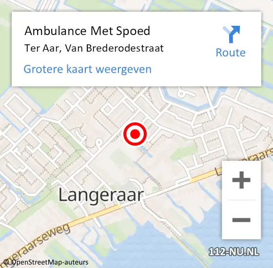 Locatie op kaart van de 112 melding: Ambulance Met Spoed Naar Ter Aar, Van Brederodestraat op 27 december 2013 11:30