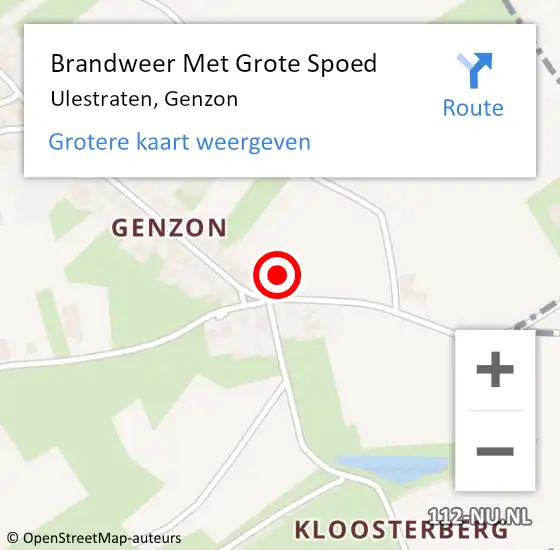 Locatie op kaart van de 112 melding: Brandweer Met Grote Spoed Naar Ulestraten, Genzon op 14 september 2016 20:20