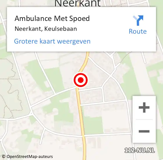 Locatie op kaart van de 112 melding: Ambulance Met Spoed Naar Neerkant, Keulsebaan op 14 september 2016 20:37