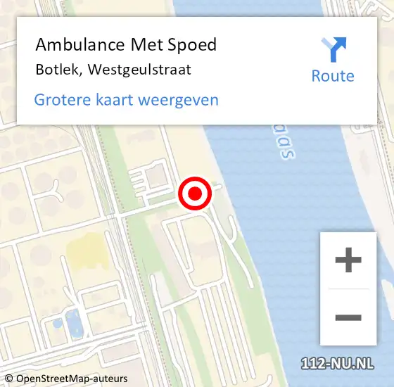 Locatie op kaart van de 112 melding: Ambulance Met Spoed Naar Botlek, Westgeulstraat op 14 september 2016 20:45