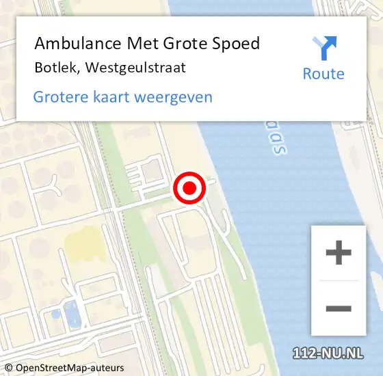 Locatie op kaart van de 112 melding: Ambulance Met Grote Spoed Naar Botlek, Westgeulstraat op 14 september 2016 20:49