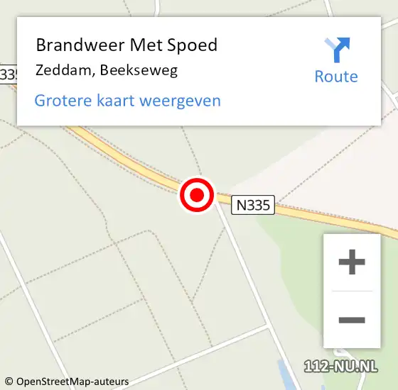 Locatie op kaart van de 112 melding: Brandweer Met Spoed Naar Zeddam, Beekseweg op 14 september 2016 21:22